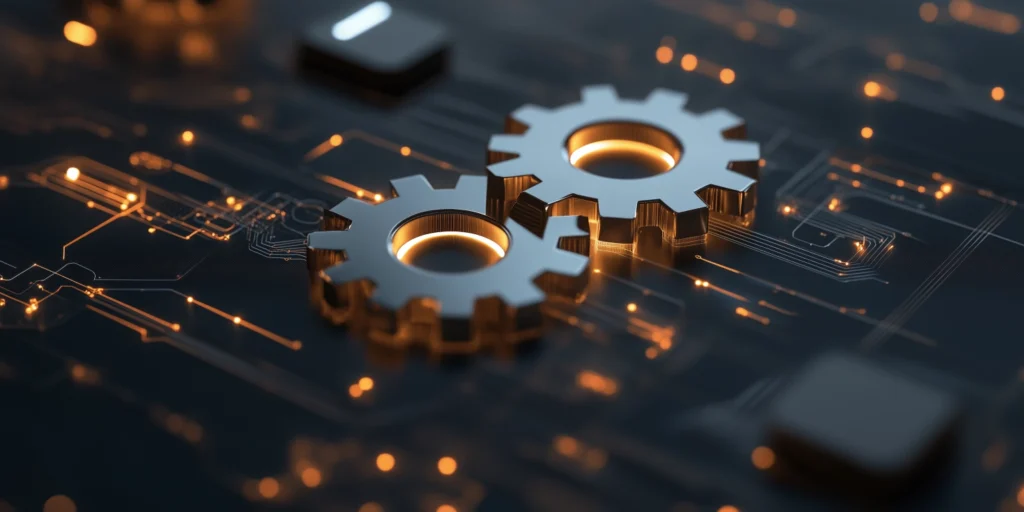 Zahnräder auf Platine-Platte